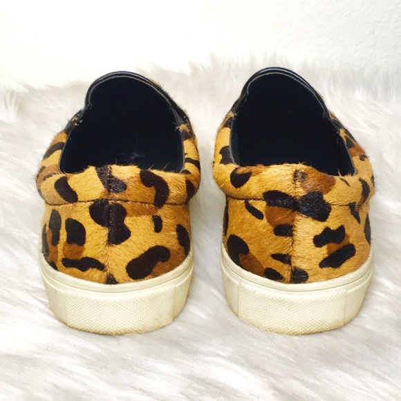 Steve Madden Leopard Pony Hair Slide On Loafers - Picture 4 of 5